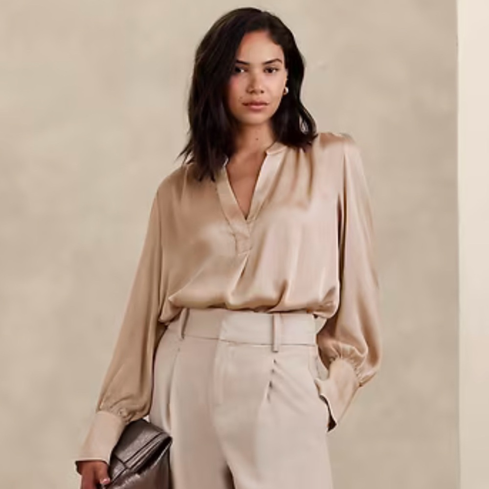 Banana Republic Factory Crinkle-Volume Sleeve Blouse XL
